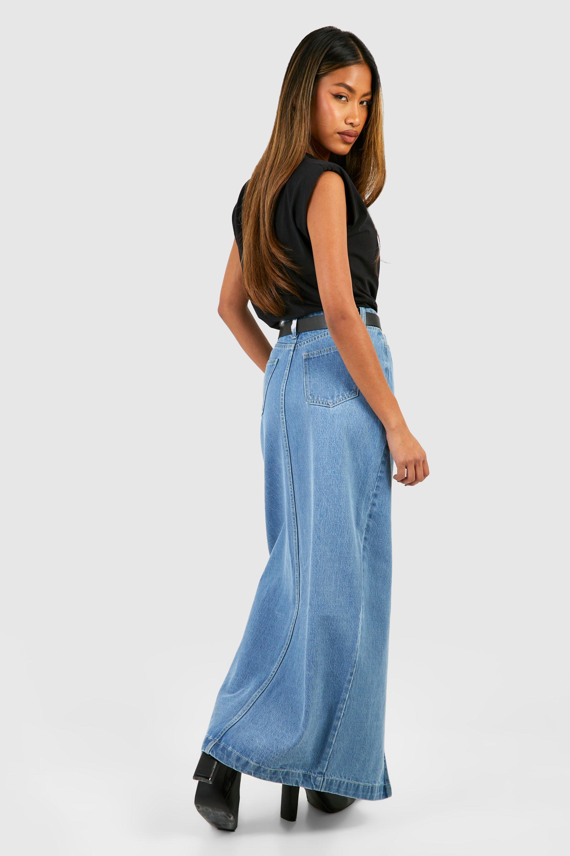 Long maxi hotsell denim skirts